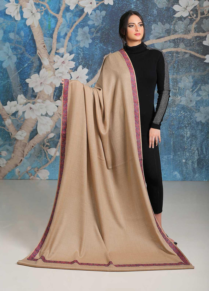 Sanaulla Exclusive Range  Pashmina  Shawl SU21PP MIR-29 Fawn 5 - Pure Pashmina Shawls