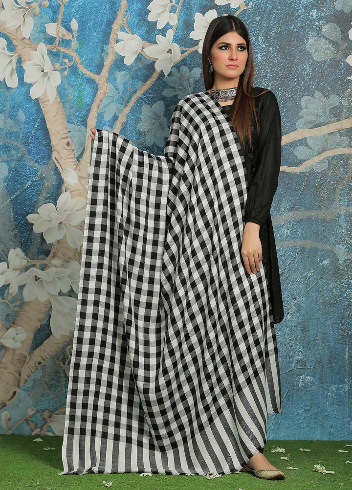 Sanaulla Exclusive Range Embroidered Pashmina  Shawl MIR-40 Black - Pashmina Shawls