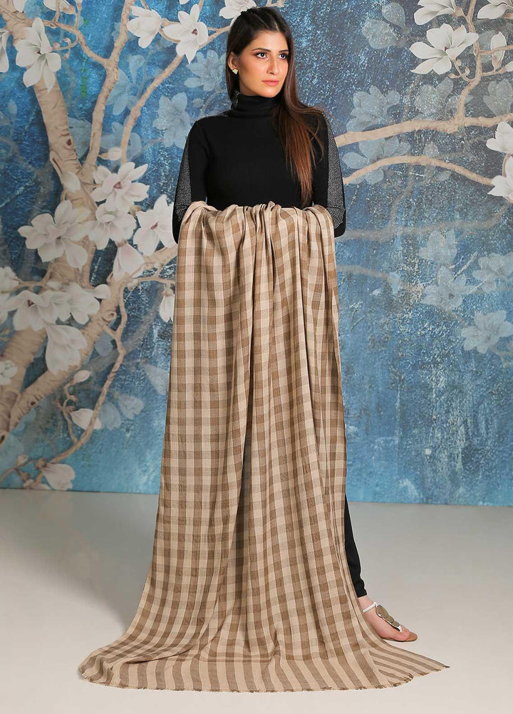 Sanaulla Exclusive Range  Pashmina  Shawl SU21PP MIR-40 Brown 1 - Pure Pashmina Shawls