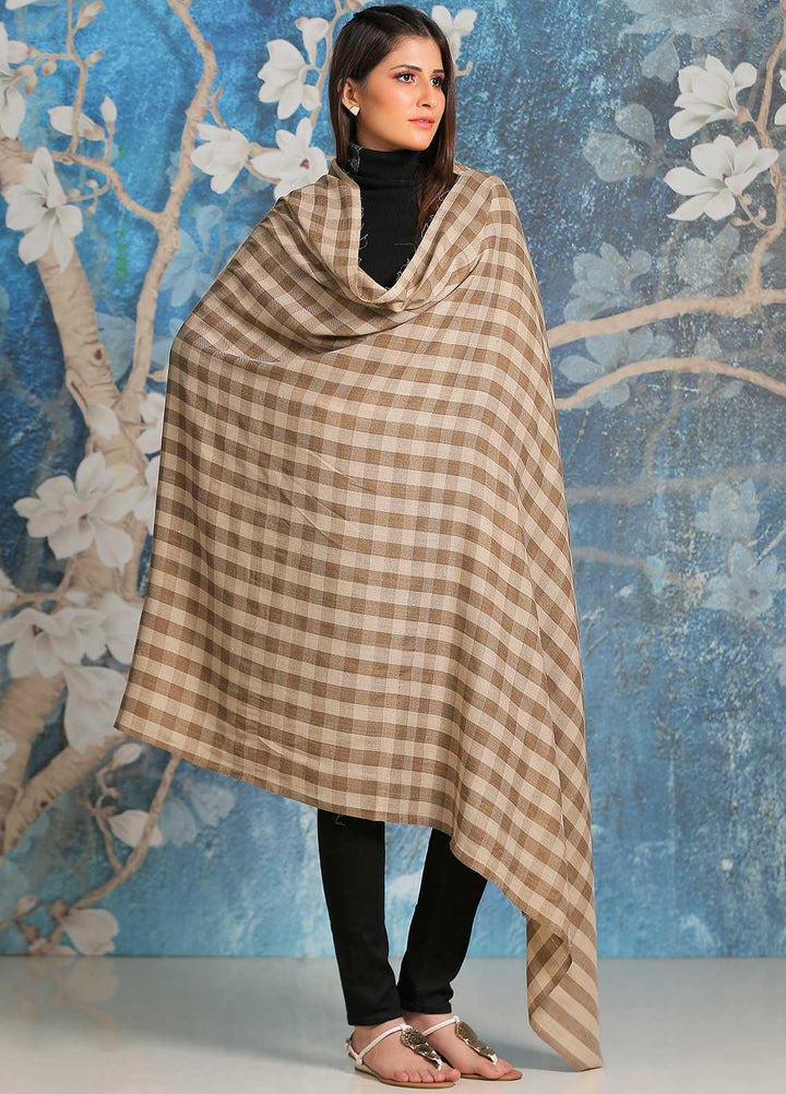 Sanaulla Exclusive Range  Pashmina  Shawl SU21PP MIR-40 Brown 1 - Pure Pashmina Shawls