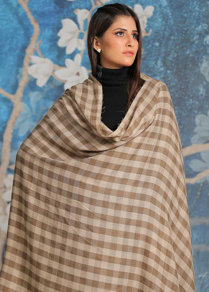 Sanaulla Exclusive Range  Pashmina  Shawl SU21PP MIR-40 Brown 1 - Pure Pashmina Shawls