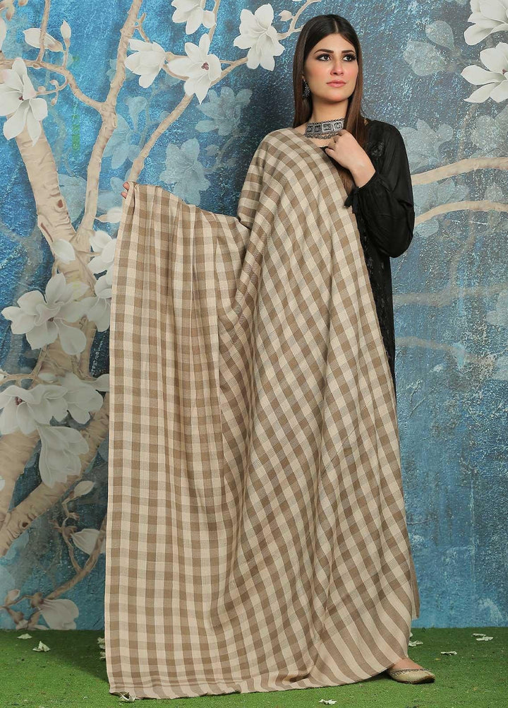 Sanaulla Exclusive Range Embroidered Pashmina  Shawl MIR-40 Brown 2 - Pashmina Shawls