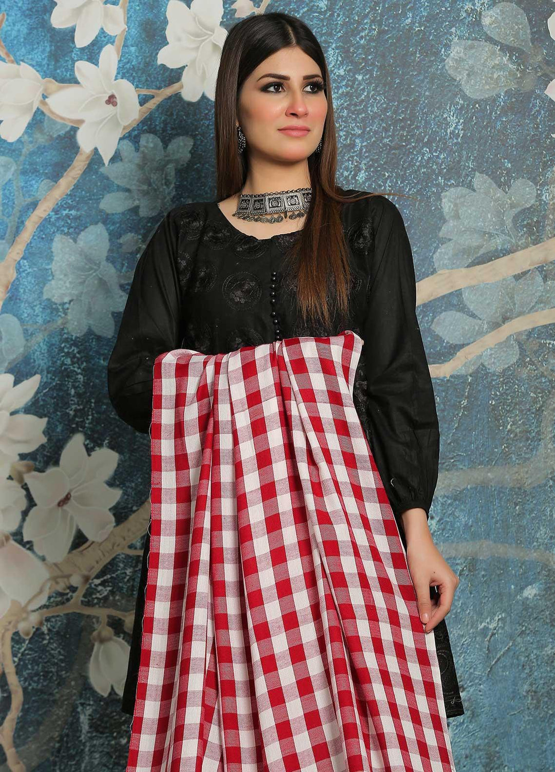 Sanaulla Exclusive Range Embroidered Pashmina  Shawl MIR-40 Red - Pashmina Shawls