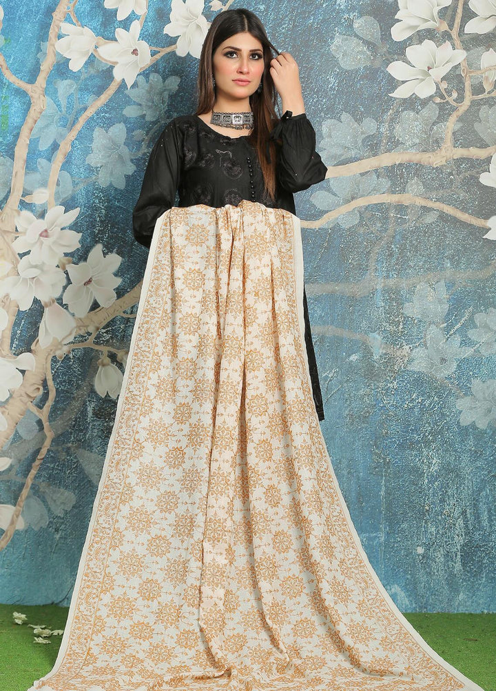 Sanaulla Exclusive Range Embroidered Pashmina  Shawl MIR-638 Off/White - Pashmina Shawls