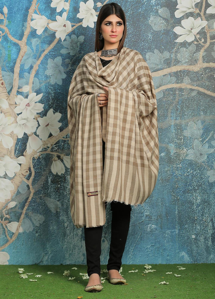 Sanaulla Exclusive Range Embroidered Pashmina  Shawl MIR-746-D-Brown - Pashmina Shawls