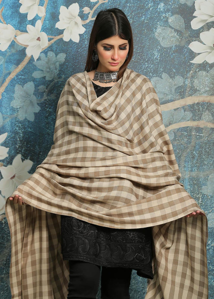 Sanaulla Exclusive Range Embroidered Pashmina  Shawl MIR-746-D-Brown - Pashmina Shawls