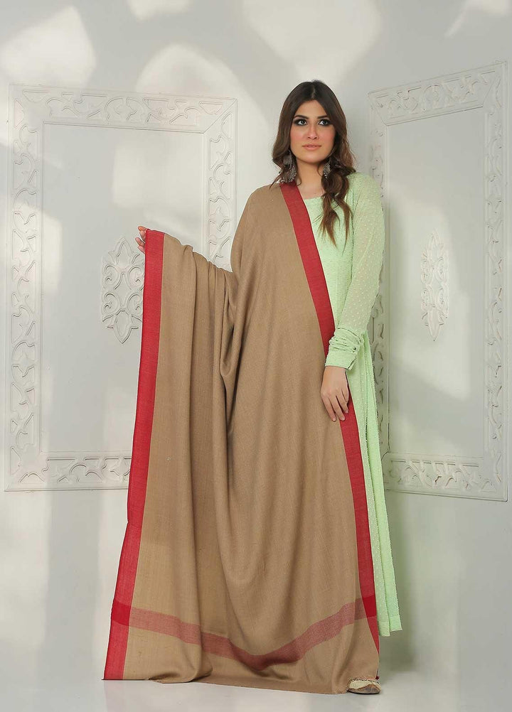Sanaulla Exclusive Range Embroidered Pashmina  Shawl MIR-755-Brown - Pashmina Shawls