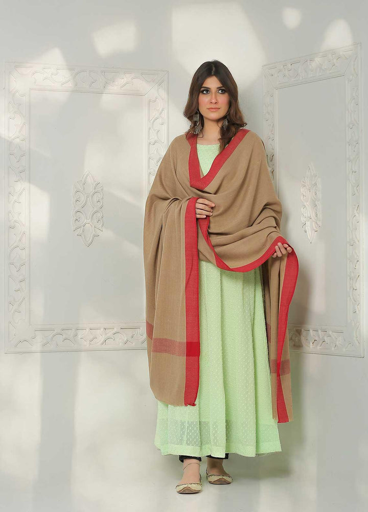Sanaulla Exclusive Range Embroidered Pashmina  Shawl MIR-755-Brown - Pashmina Shawls