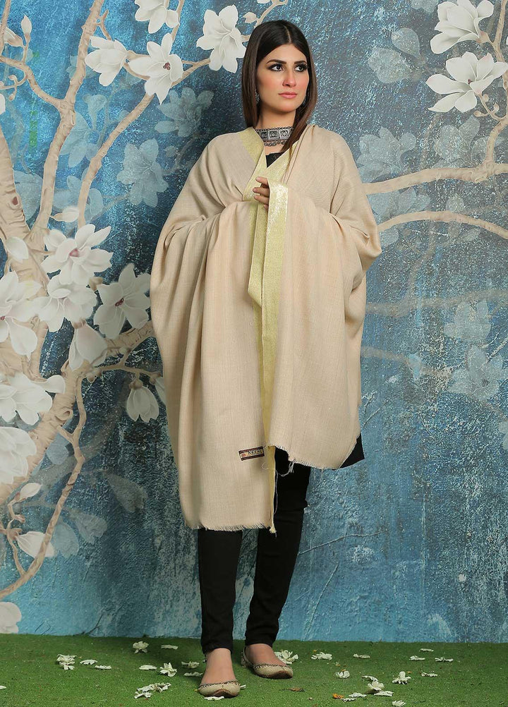 Sanaulla Exclusive Range Embroidered Pashmina  Shawl MIR-770-L-Fawn - Pashmina Shawls