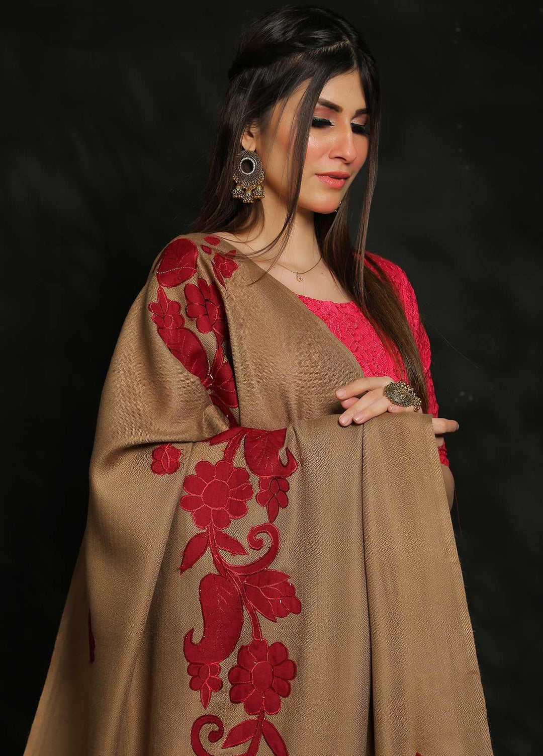 Sanaulla Exclusive Range Embroidered Pashmina  Shawl MIR-834-Mix - Pashmina Shawls