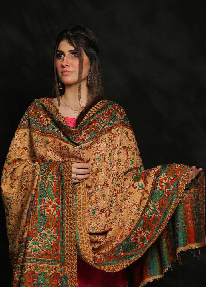 Sanaulla Exclusive Range Embroidered Pashmina  Shawl MIR-87 Multi1 - Pashmina Shawls