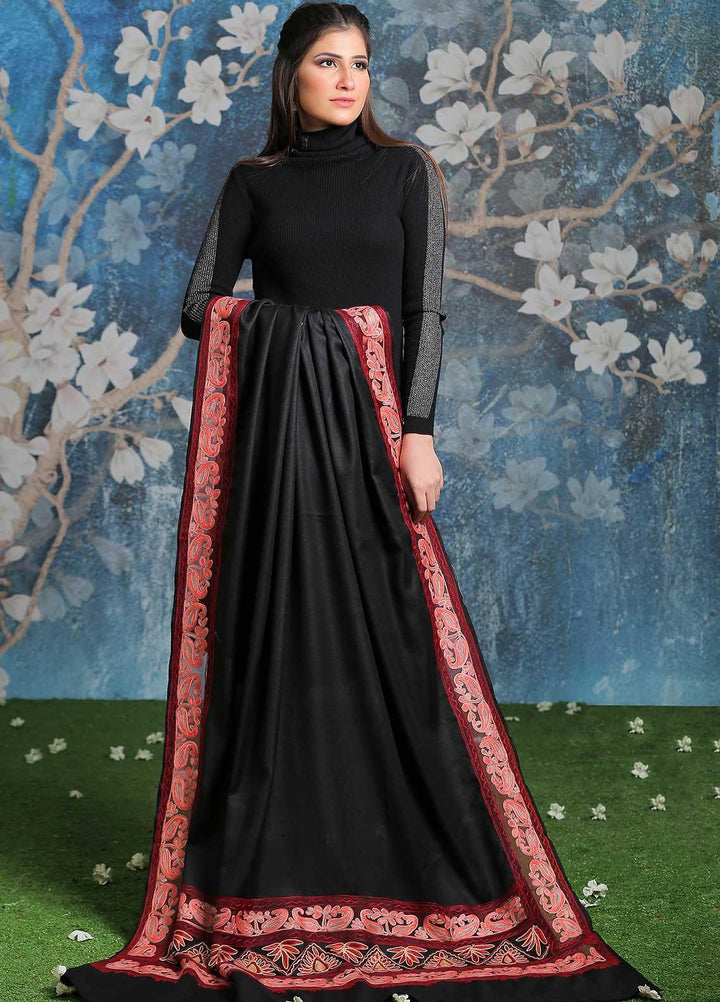 Sanaulla Exclusive Range Embroidered Pashmina Shawl SU21PP AKP-636-Black2 Pure Pashmina Shawls