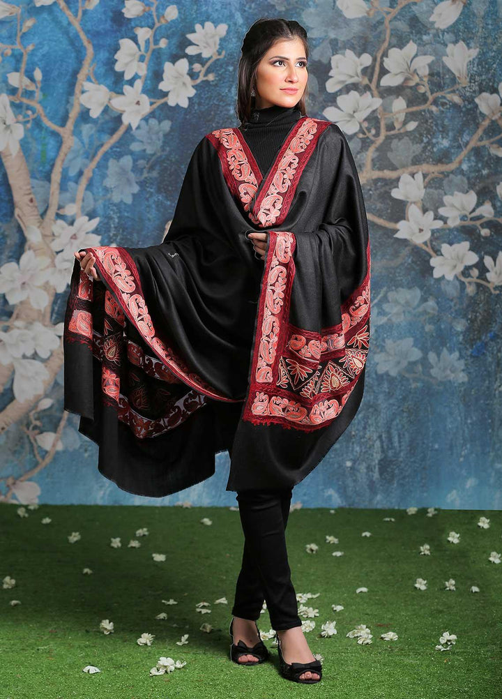 Sanaulla Exclusive Range Embroidered Pashmina Shawl SU21PP AKP-636-Black2 Pure Pashmina Shawls