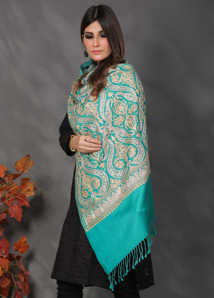 Sanaulla Exclusive Range Pashmina Shawl SU21PP MIR-24 Green 2 Pure Pashmina Shawls
