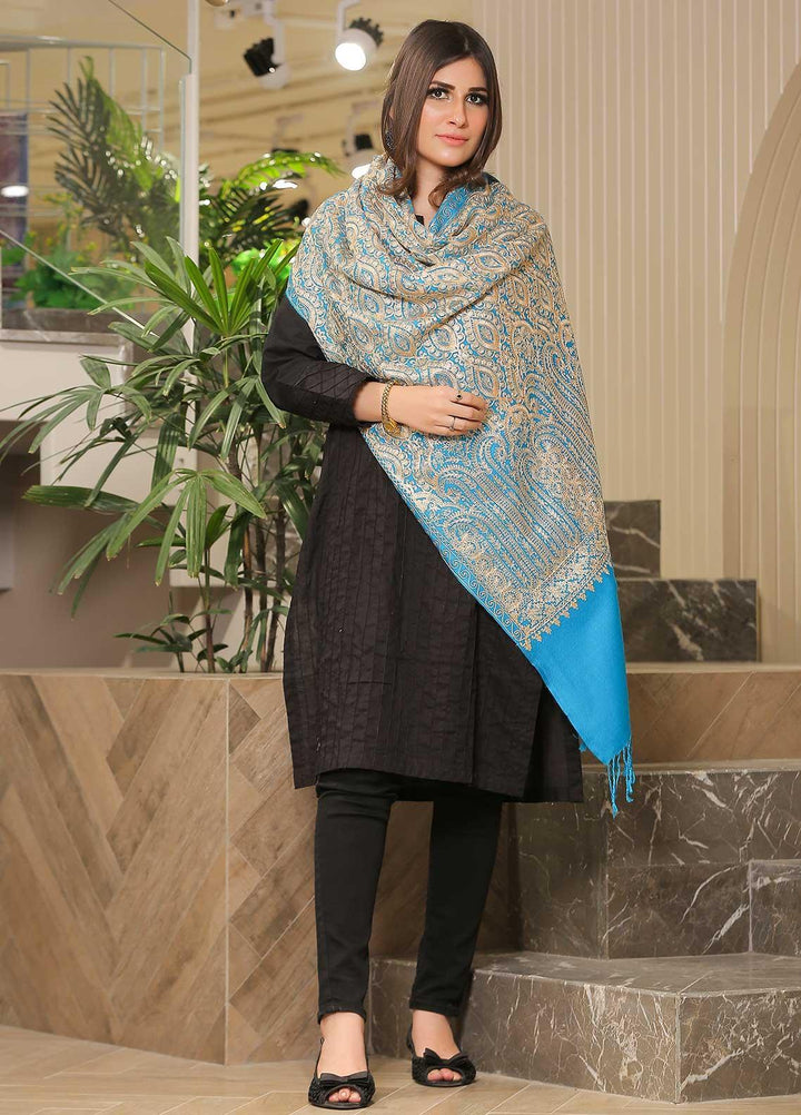 Sanaulla Exclusive Range Pashmina Shawl SU21PP MIR-24 Blue 2 Pure Pashmina Shawls