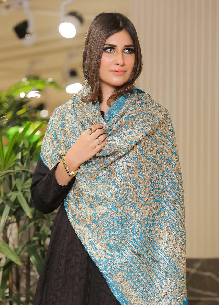Sanaulla Exclusive Range Pashmina Shawl SU21PP MIR-24 Blue 2 Pure Pashmina Shawls