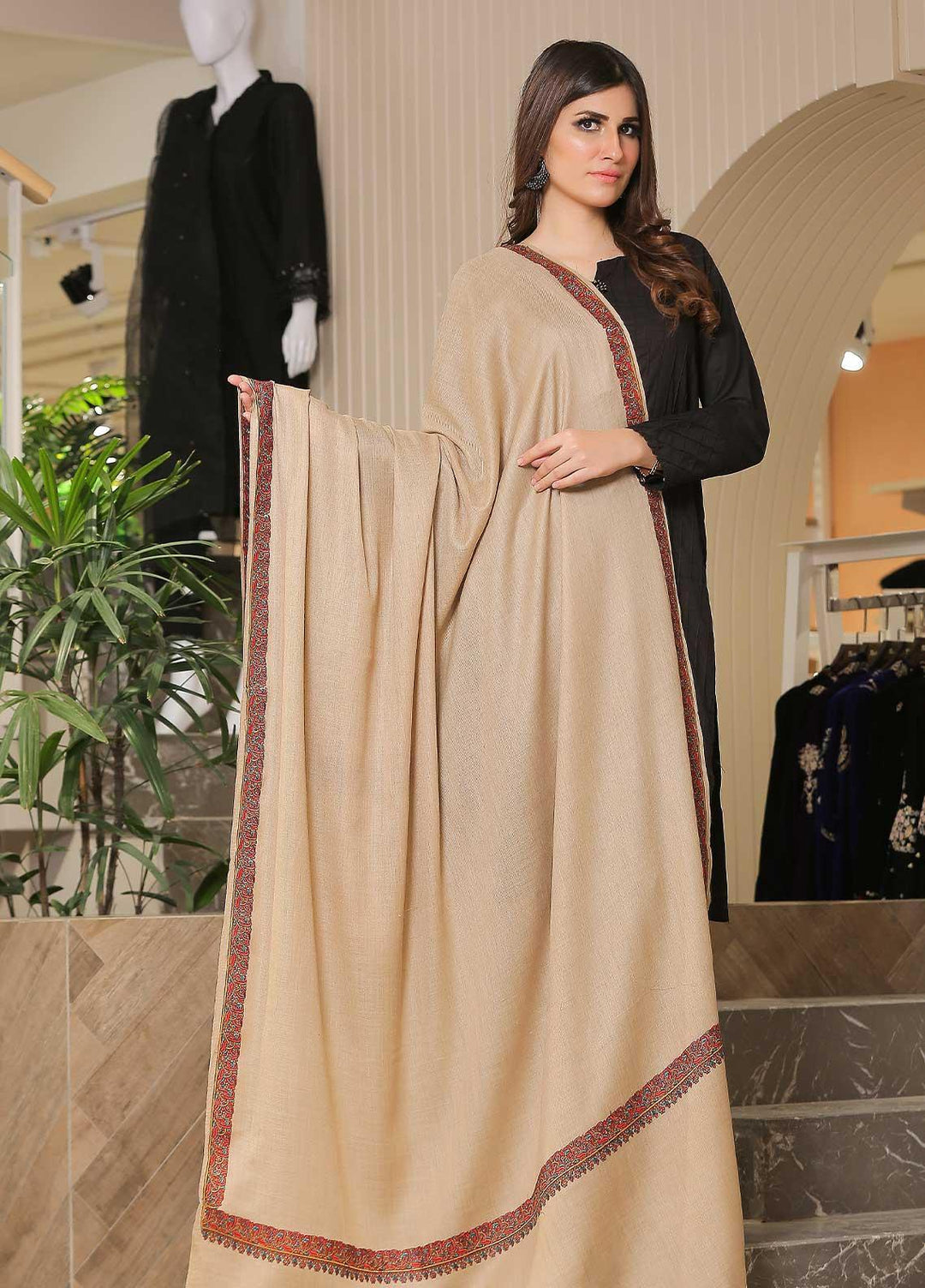 Sanaulla Exclusive Range Pashmina Shawl SU21PP MIR-29 Brown 2 Pure Pashmina Shawls