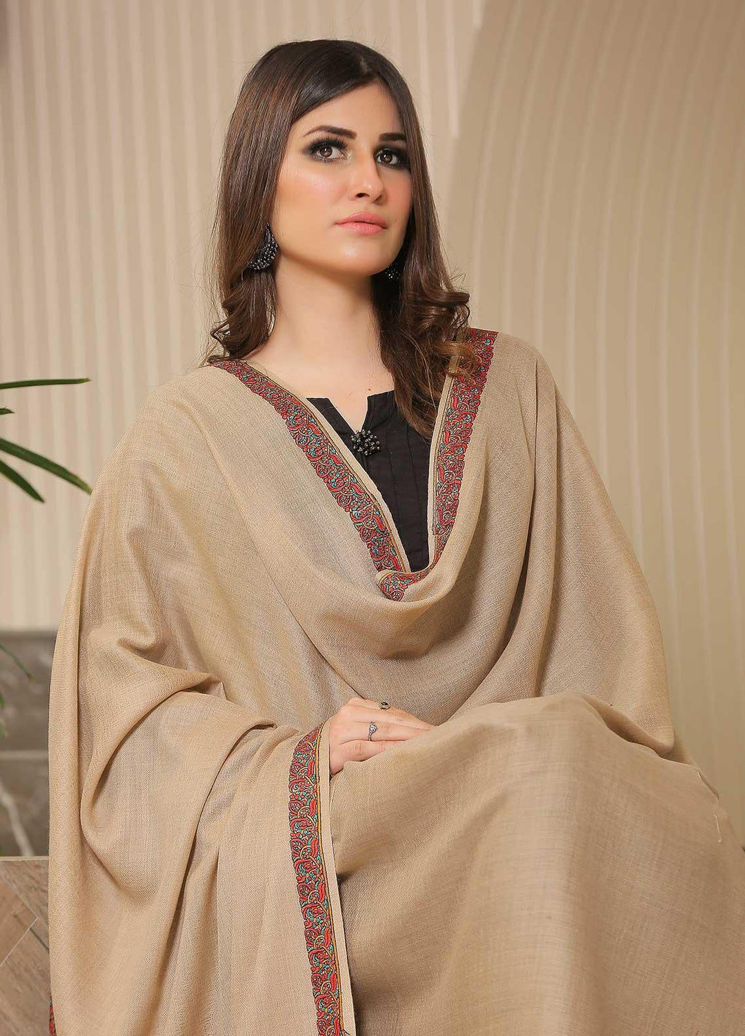Sanaulla Exclusive Range Pashmina Shawl SU21PP MIR-29 Brown 2 Pure Pashmina Shawls