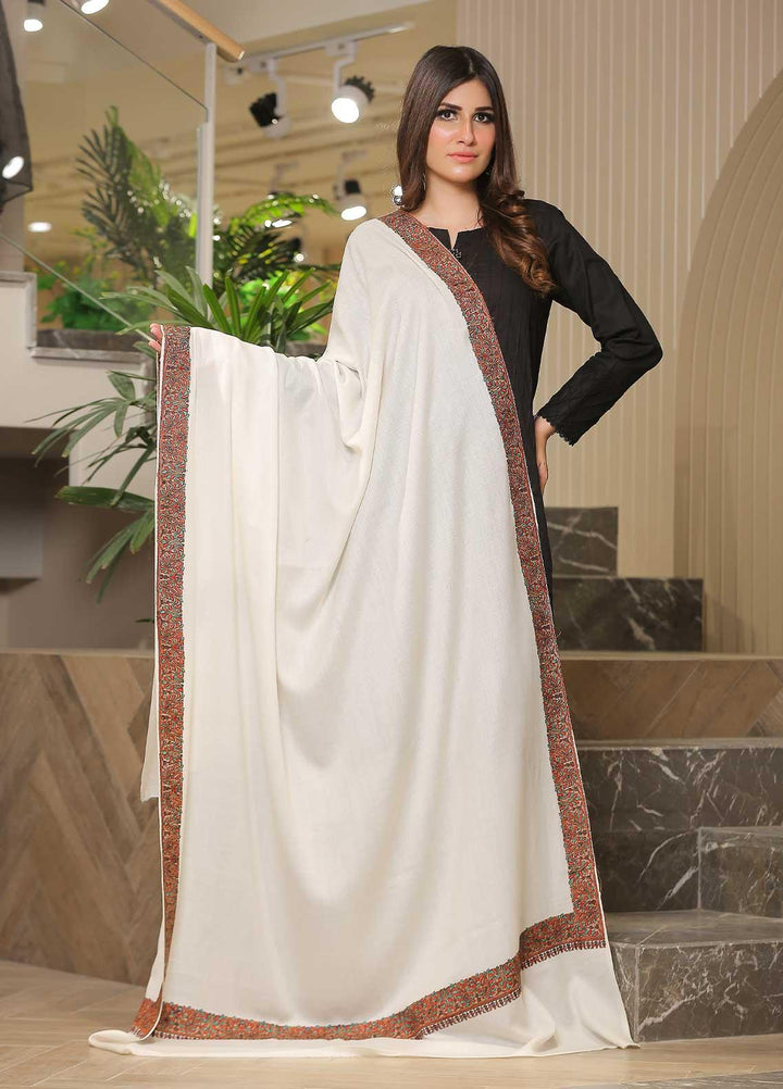 Sanaulla Exclusive Range Pashmina Shawl SU21PP MIR-30 White Pure Pashmina Shawls