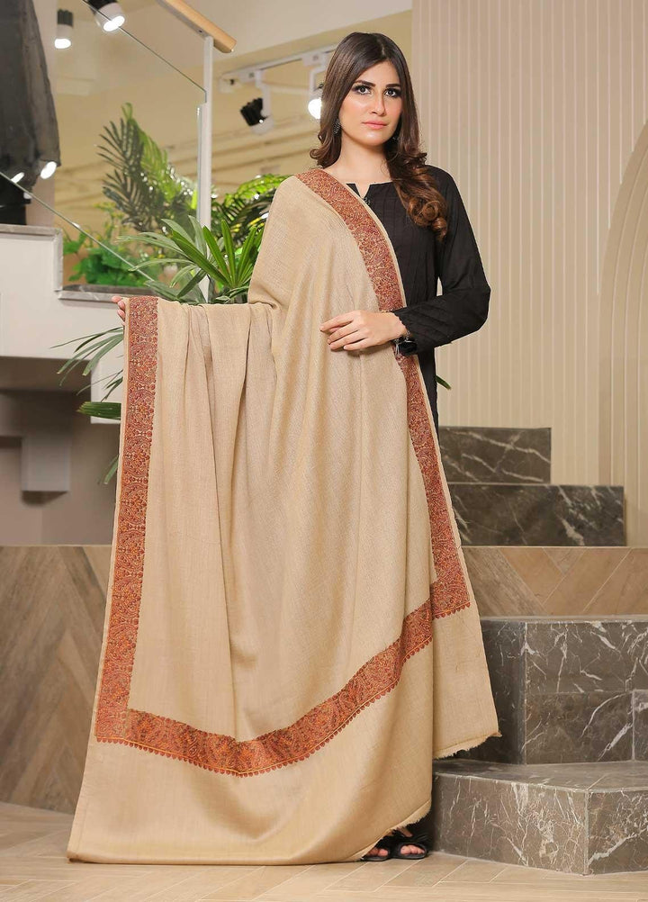 Sanaulla Exclusive Range Pashmina Shawl SU21PP MIR-30 Fawn 1 Pure Pashmina Shawls
