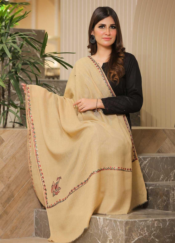 Sanaulla Exclusive Range Pashmina Shawl SU21PP AKP-05 Beige Pure Pashmina Shawls