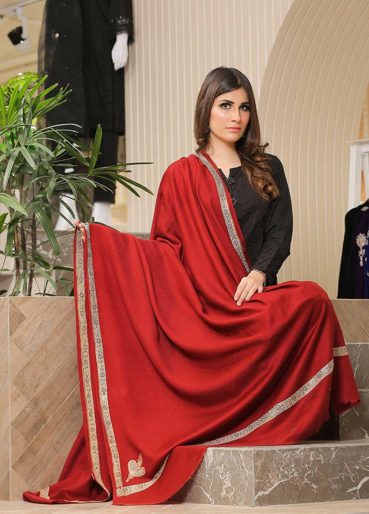 Sanaulla Exclusive Range Pashmina Shawl SU21PP AKP-07 Maroon Pure Pashmina Shawls