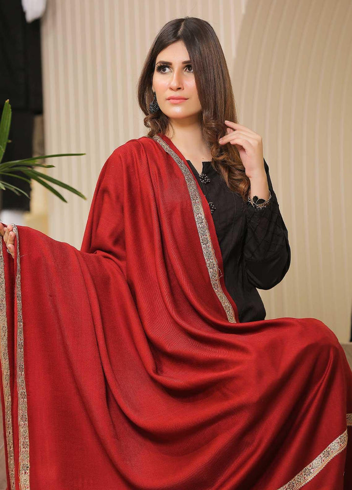 Sanaulla Exclusive Range Pashmina Shawl SU21PP AKP-07 Maroon Pure Pashmina Shawls