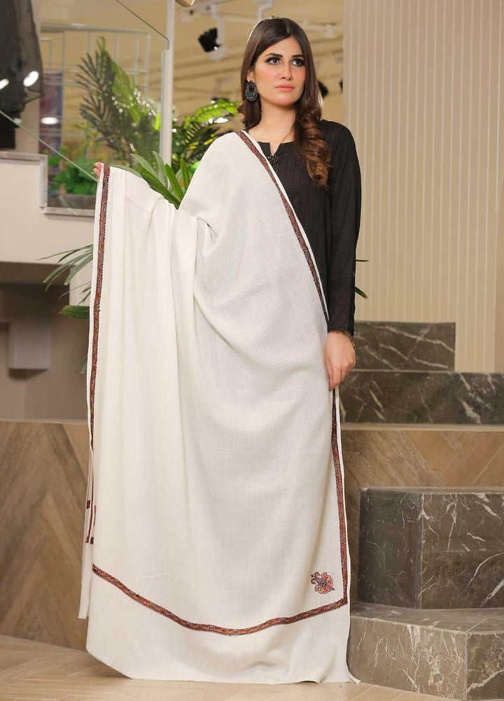 Sanaulla Exclusive Range Pashmina Shawl SU21PP AKP-09 White-2 Pure Pashmina Shawls