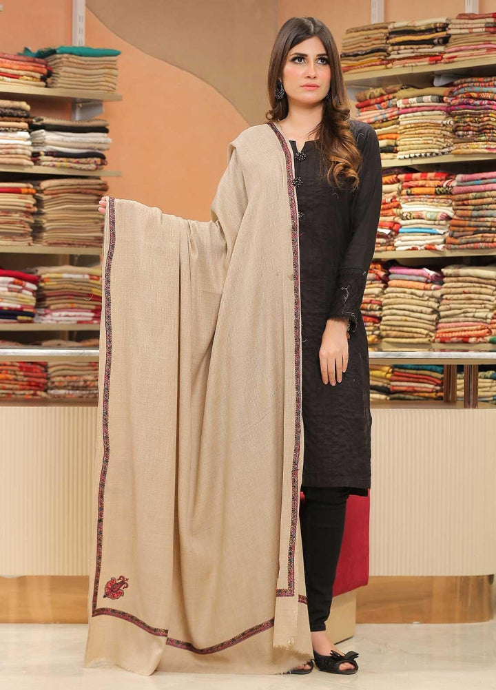 Sanaulla Exclusive Range Pashmina Shawl SU21PP AKP-09 Beige Pure Pashmina Shawls
