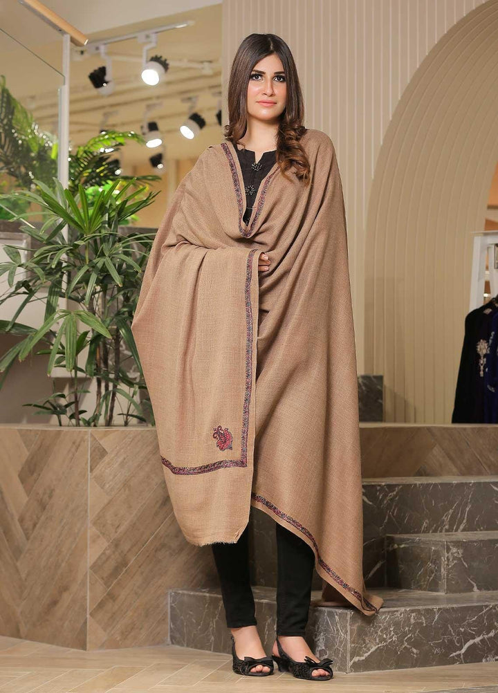 Sanaulla Exclusive Range Pashmina Shawl SU21PP AKP-09 Fawn-3 Pure Pashmina Shawls