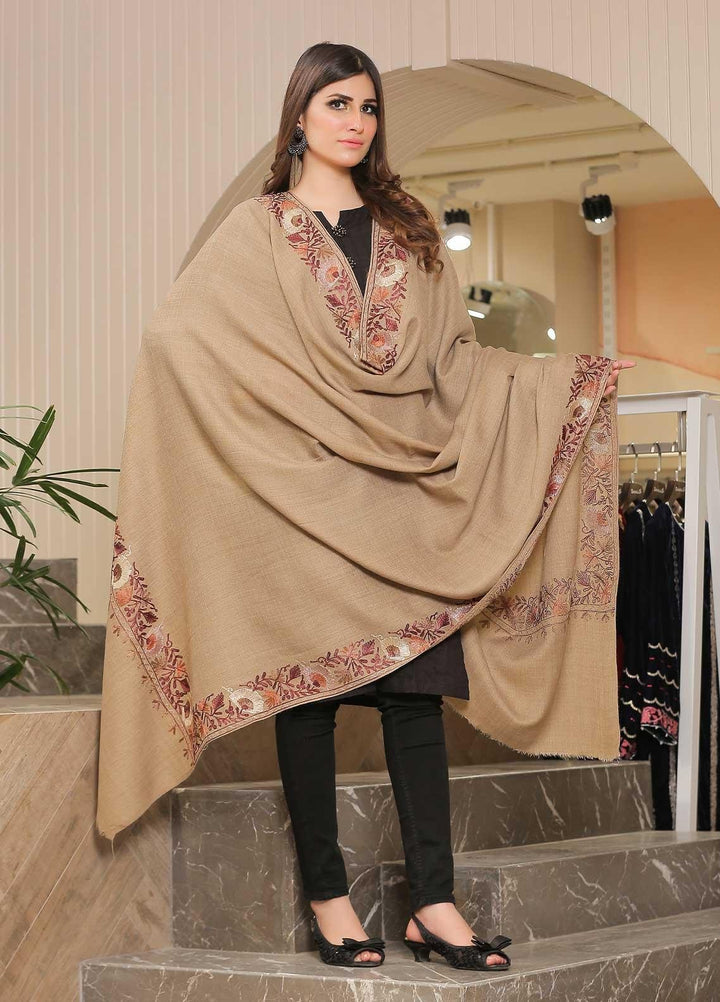 Sanaulla Exclusive Range Pashmina Shawl SU21PP AKP-12 Fawn-7 Pure Pashmina Shawls