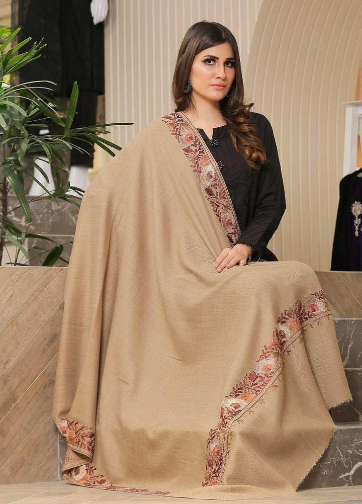 Sanaulla Exclusive Range Pashmina Shawl SU21PP AKP-12 Fawn-7 Pure Pashmina Shawls