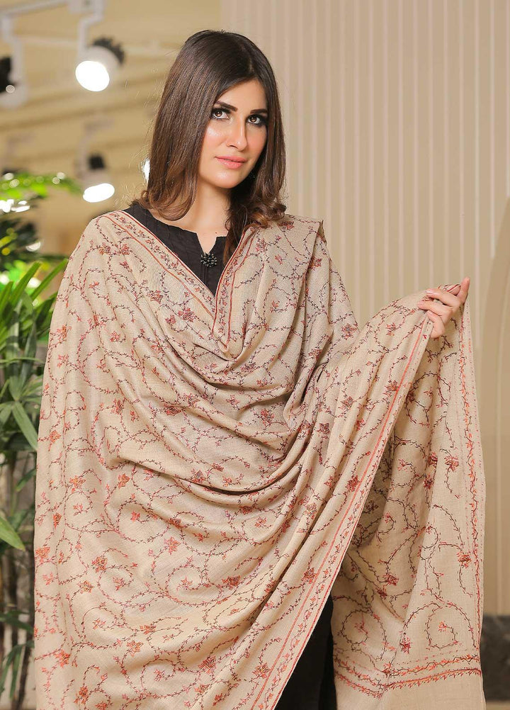 Sanaulla Exclusive Range Pashmina Shawl SU21PP AKP-14 Fawn-5 Pure Pashmina Shawls