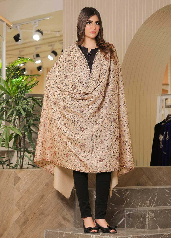 Sanaulla Exclusive Range Pashmina Shawl SU21PP AKP-14 Fawn-6 Pure Pashmina Shawls