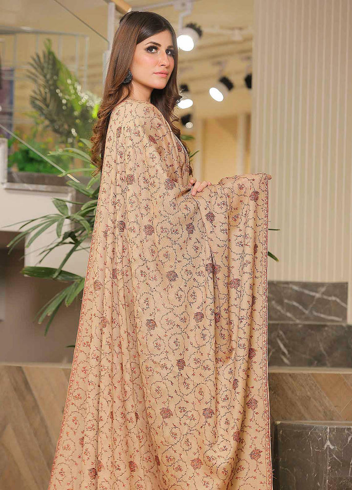 Sanaulla Exclusive Range Pashmina Shawl SU21PP AKP-14 Fawn-9 Pure Pashmina Shawls