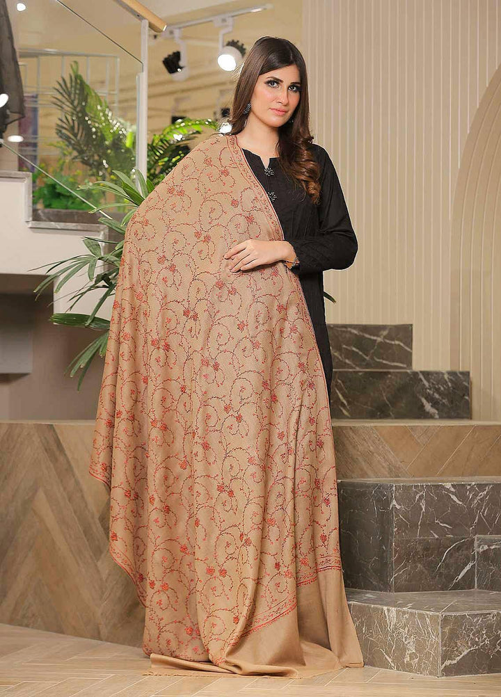Sanaulla Exclusive Range Pashmina Shawl SU21PP AKP-14 Fawn-12 Pure Pashmina Shawls