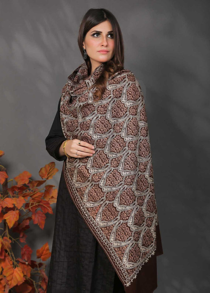 Sanaulla Exclusive Range Pashmina Shawl SU21PP AKP-23 Brown-2 Pure Pashmina Shawls