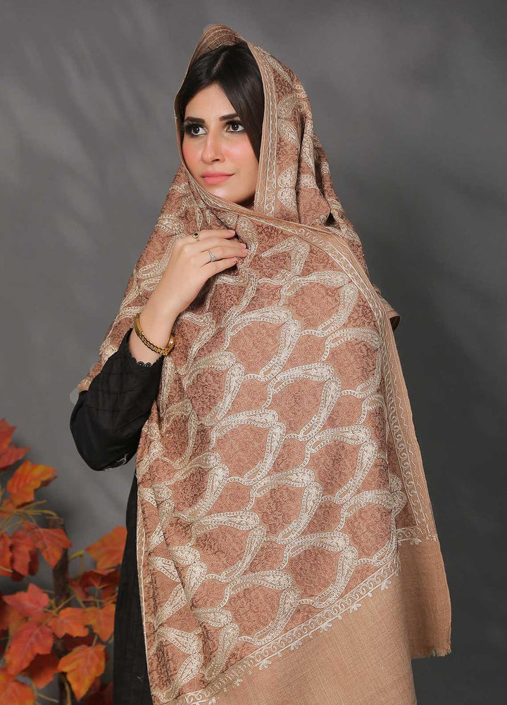 Sanaulla Exclusive Range Pashmina Shawl SU21PP AKP-23 L Brown-1 Pure Pashmina Shawls