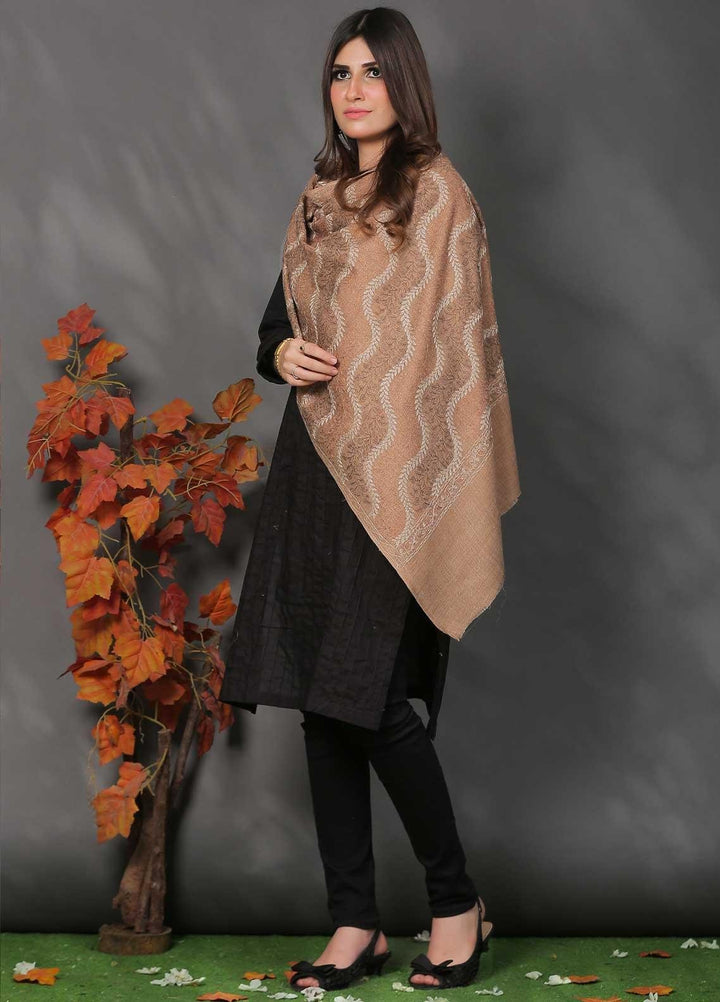 Sanaulla Exclusive Range Pashmina Shawl SU21PP AKP-23 L Brown-2 Pure Pashmina Shawls