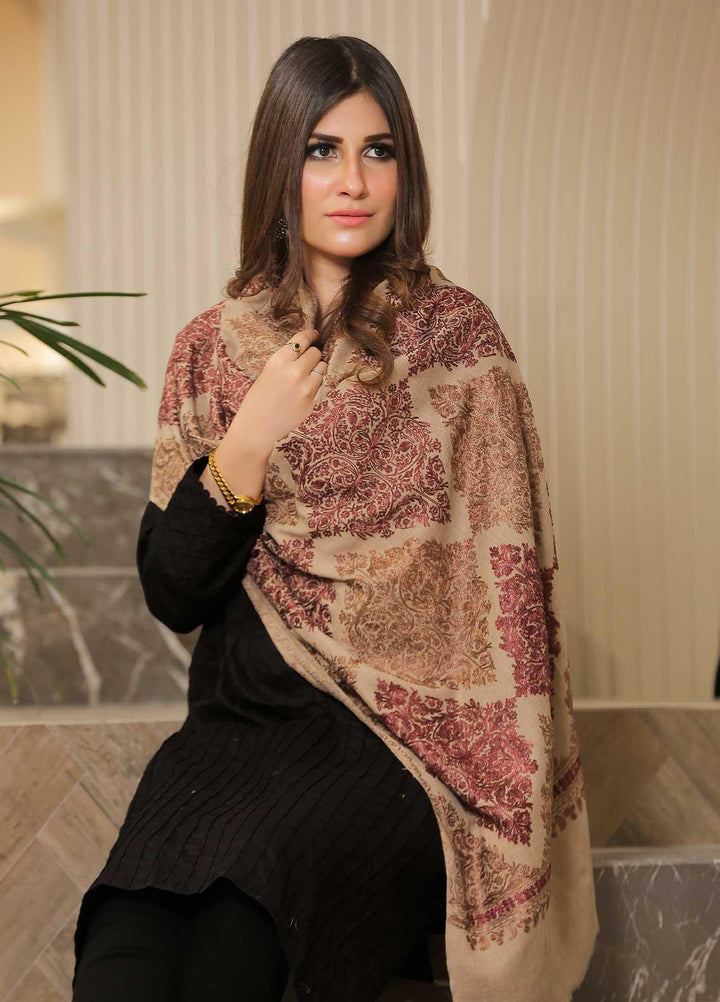 Sanaulla Exclusive Range Pashmina Shawl SU21PP AKP-23 L Brown-3 Pure Pashmina Shawls