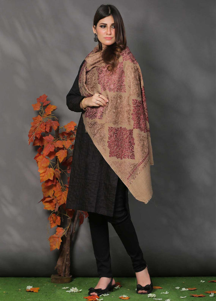 Sanaulla Exclusive Range Pashmina Shawl SU21PP AKP-23 L Brown-5 Pure Pashmina Shawls