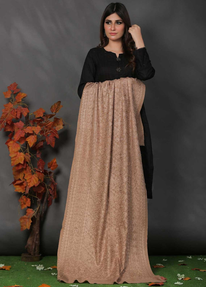 Sanaulla Exclusive Range Pashmina Shawl SU21PP AKP-23 L Brown-10 Pure Pashmina Shawls