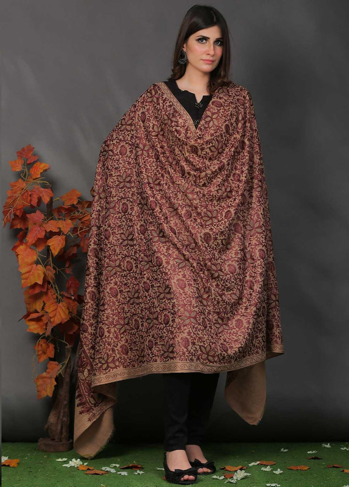 Sanaulla Exclusive Range Pashmina Shawl SU21PP AKP-24 Brown-1 Pure Pashmina Shawls