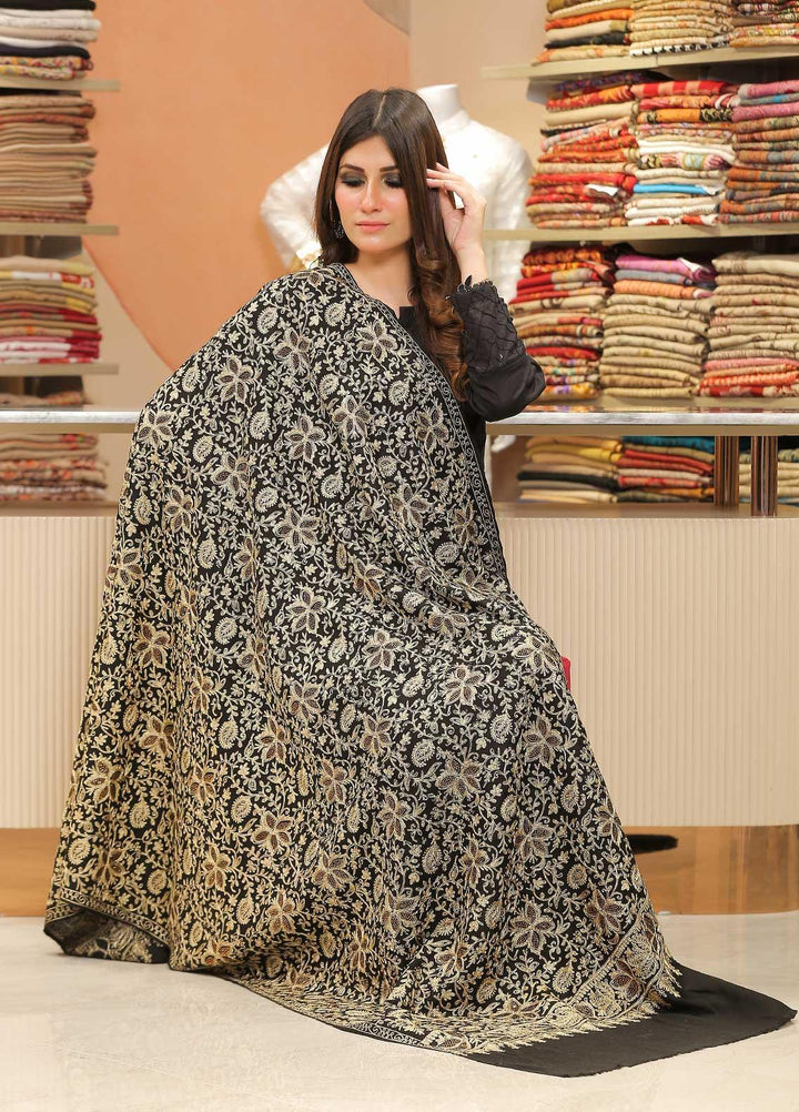 Sanaulla Exclusive Range Pashmina Shawl SU21PP AKP-33 Black Pure Pashmina Shawls