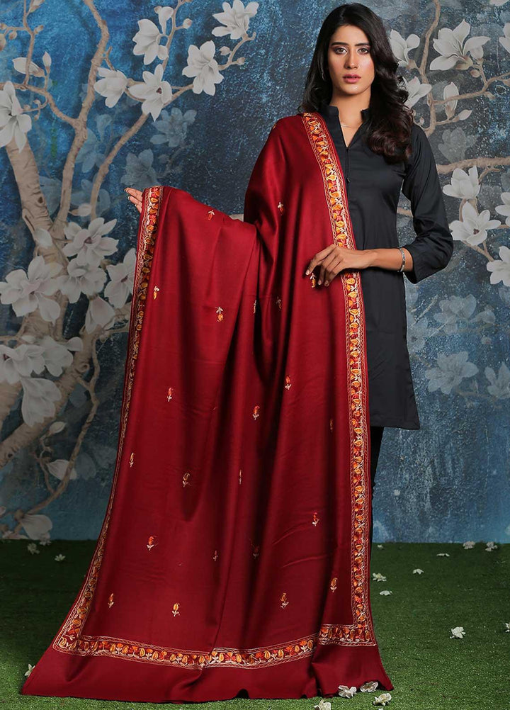 Sanaulla Exclusive Range Embroidered Pashmina  Shawl SU21PP OD-2 - Pure Pashmina Shawls