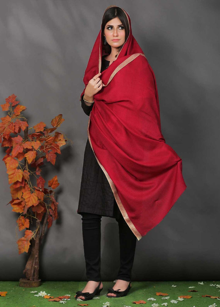 Sanaulla Exclusive Range Pashmina Shawl SU21PP AKP-45 Maroon Pure Pashmina Shawls