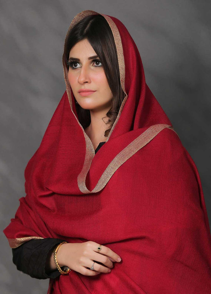 Sanaulla Exclusive Range Pashmina Shawl SU21PP AKP-45 Maroon Pure Pashmina Shawls
