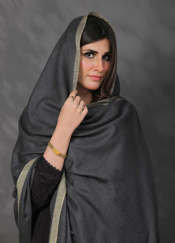 Sanaulla Exclusive Range Pashmina Shawl SU21PP AKP-45 Grey-2 Pure Pashmina Shawls