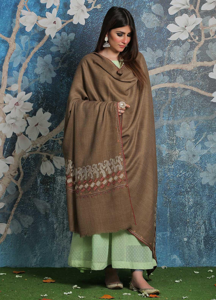 Sanaulla Exclusive Range Pashmina Shawl SU21PP MIR-23 Brown 2 Pure Pashmina Shawls