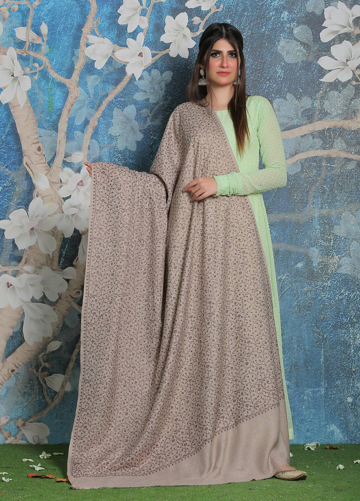 Sanaulla Exclusive Range Pashmina Shawl SU21PP AKP-01 Grey Pure Pashmina Shawls